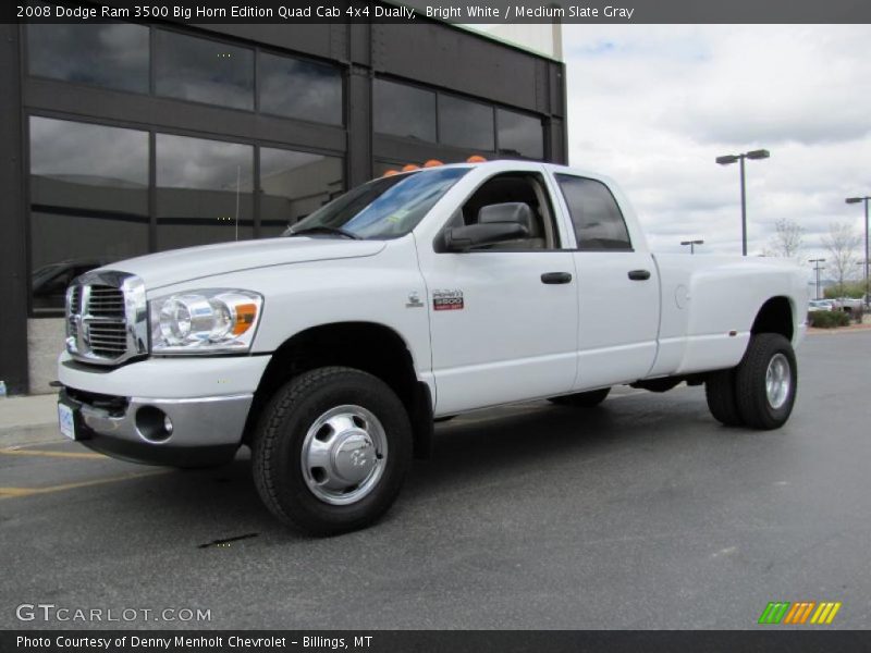 Bright White / Medium Slate Gray 2008 Dodge Ram 3500 Big Horn Edition Quad Cab 4x4 Dually