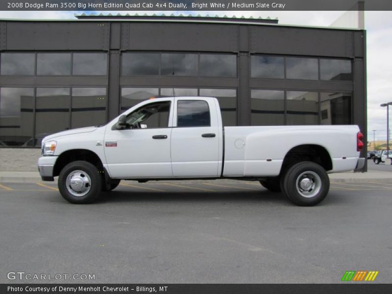Bright White / Medium Slate Gray 2008 Dodge Ram 3500 Big Horn Edition Quad Cab 4x4 Dually