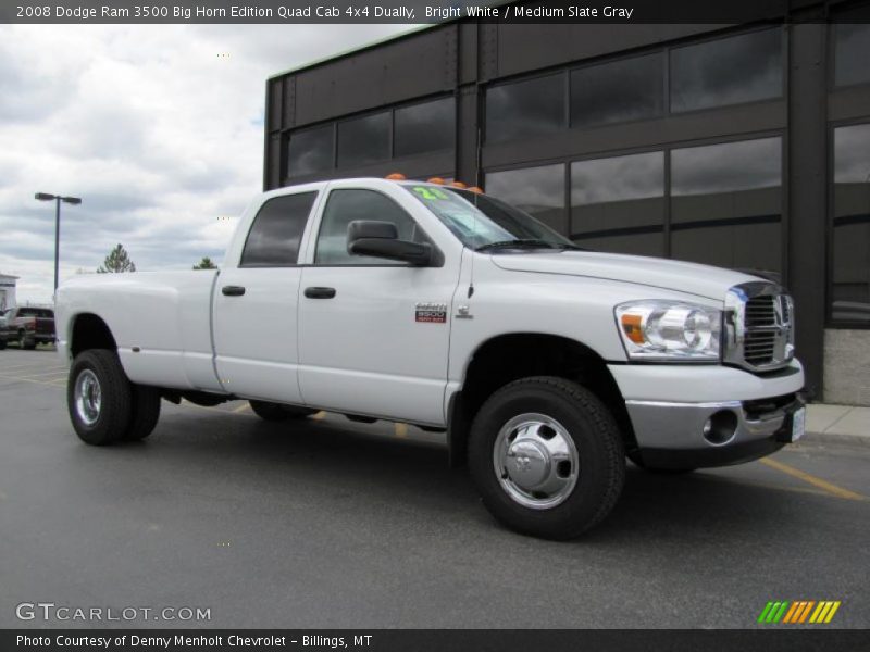 Bright White / Medium Slate Gray 2008 Dodge Ram 3500 Big Horn Edition Quad Cab 4x4 Dually