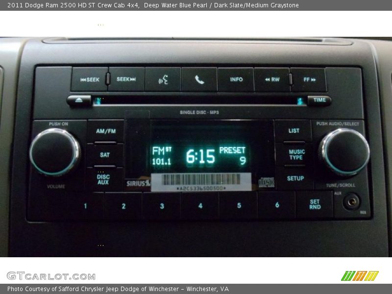 Deep Water Blue Pearl / Dark Slate/Medium Graystone 2011 Dodge Ram 2500 HD ST Crew Cab 4x4