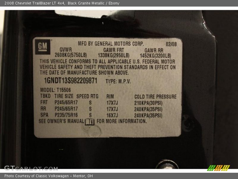Black Granite Metallic / Ebony 2008 Chevrolet TrailBlazer LT 4x4