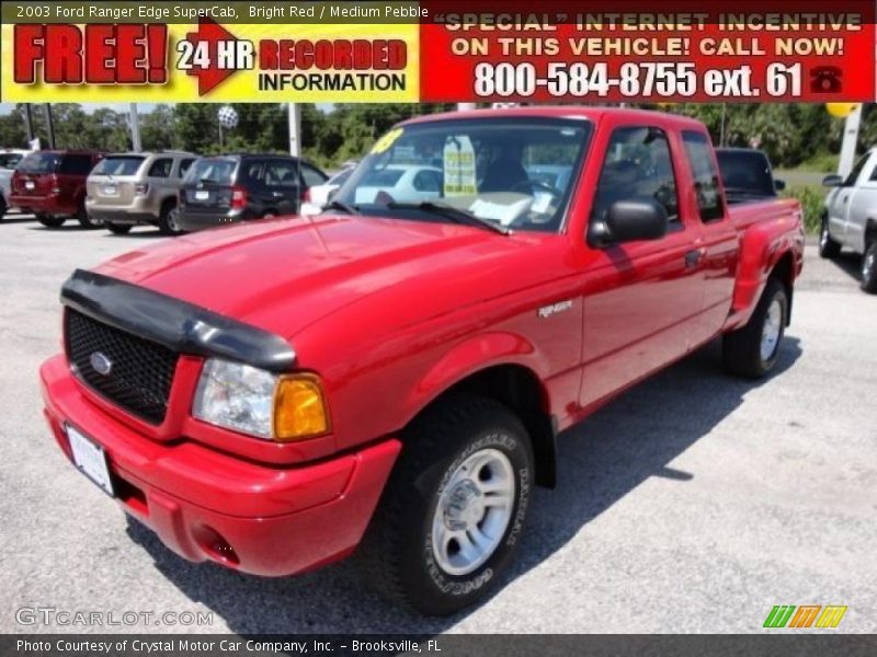 Bright Red / Medium Pebble 2003 Ford Ranger Edge SuperCab
