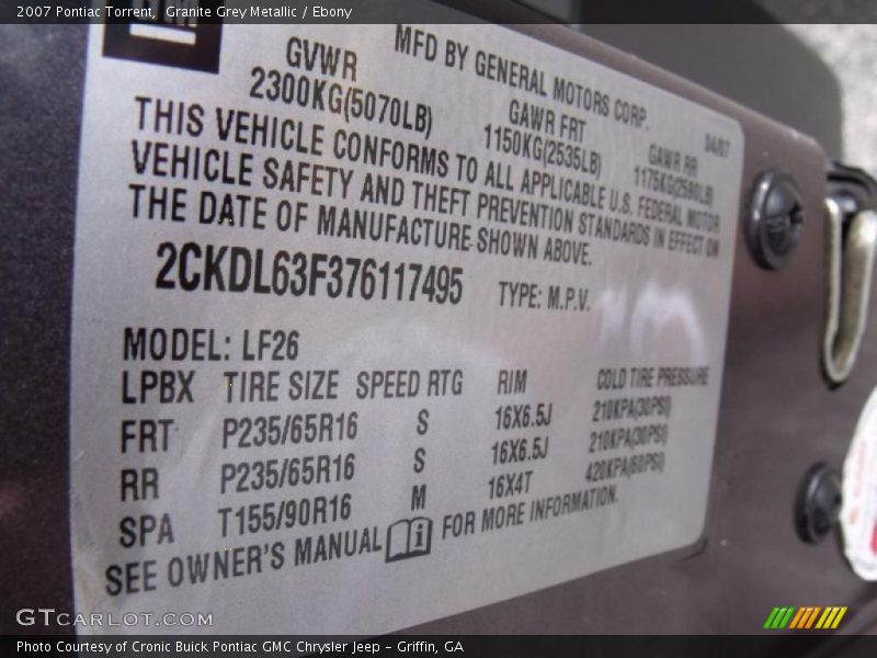 Granite Grey Metallic / Ebony 2007 Pontiac Torrent