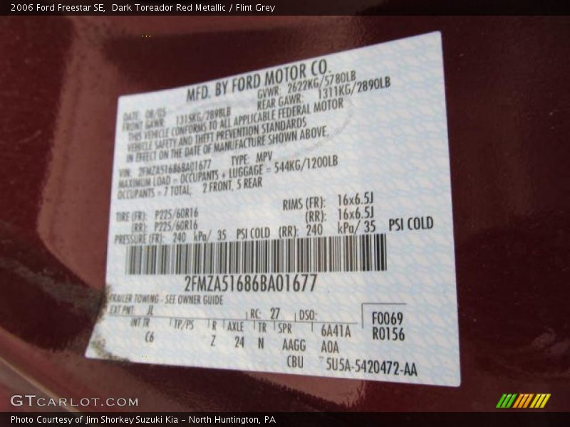Dark Toreador Red Metallic / Flint Grey 2006 Ford Freestar SE