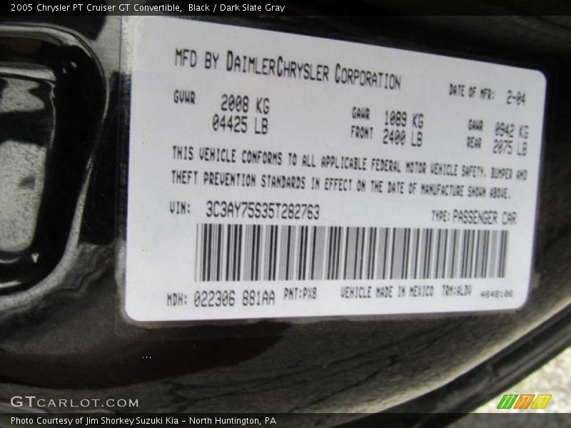 Black / Dark Slate Gray 2005 Chrysler PT Cruiser GT Convertible
