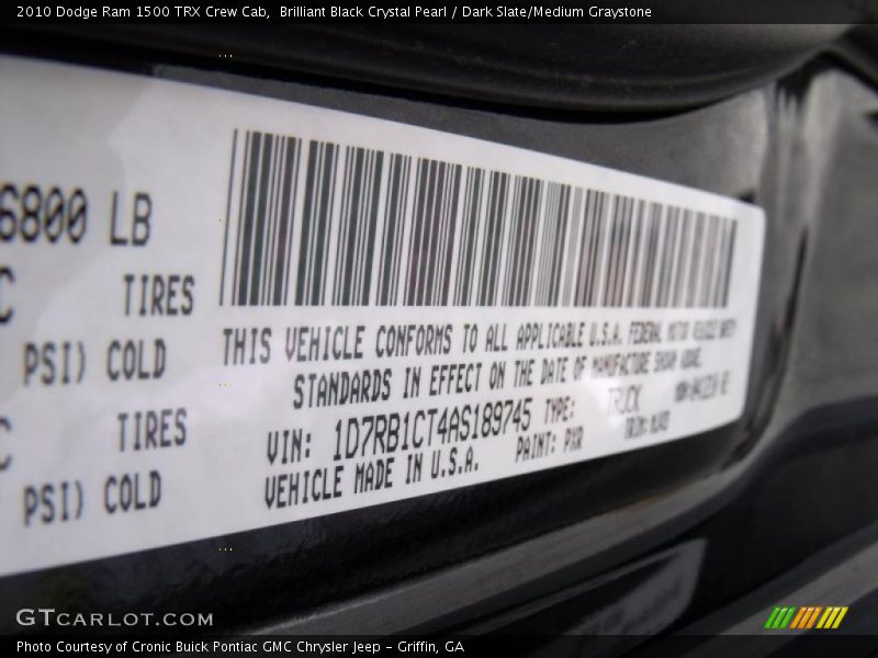 Brilliant Black Crystal Pearl / Dark Slate/Medium Graystone 2010 Dodge Ram 1500 TRX Crew Cab