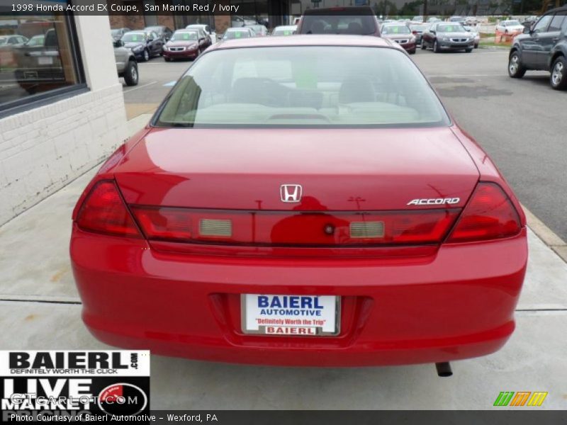 San Marino Red / Ivory 1998 Honda Accord EX Coupe