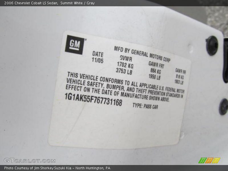 Summit White / Gray 2006 Chevrolet Cobalt LS Sedan