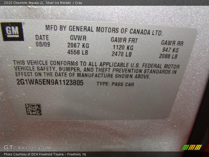 Silver Ice Metallic / Gray 2010 Chevrolet Impala LS