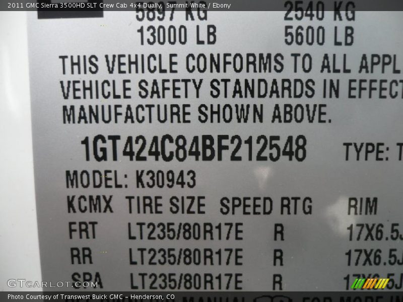 Summit White / Ebony 2011 GMC Sierra 3500HD SLT Crew Cab 4x4 Dually