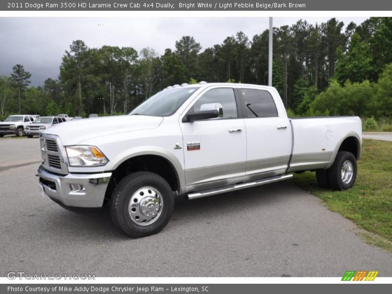 Bright White / Light Pebble Beige/Bark Brown 2011 Dodge Ram 3500 HD Laramie Crew Cab 4x4 Dually