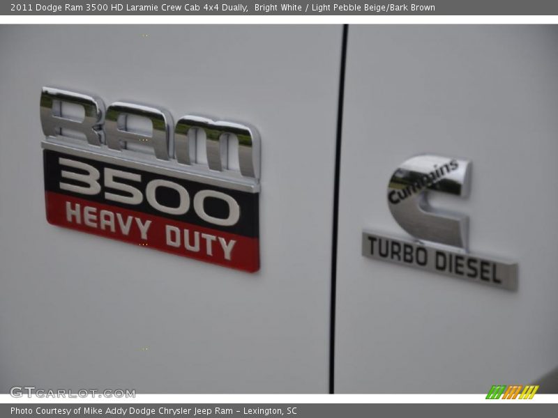 Bright White / Light Pebble Beige/Bark Brown 2011 Dodge Ram 3500 HD Laramie Crew Cab 4x4 Dually