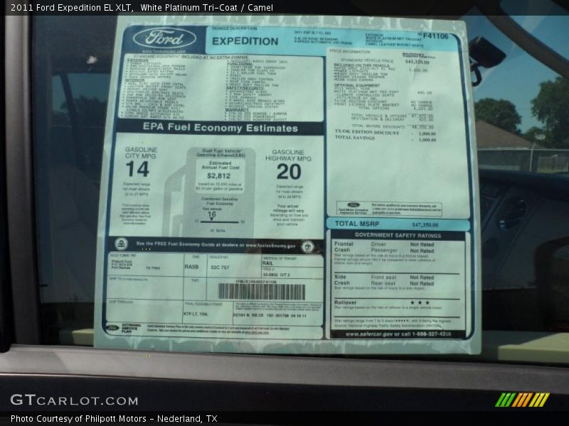 White Platinum Tri-Coat / Camel 2011 Ford Expedition EL XLT