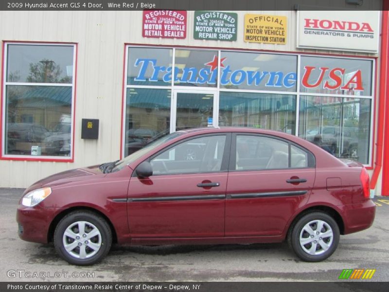 Wine Red / Beige 2009 Hyundai Accent GLS 4 Door