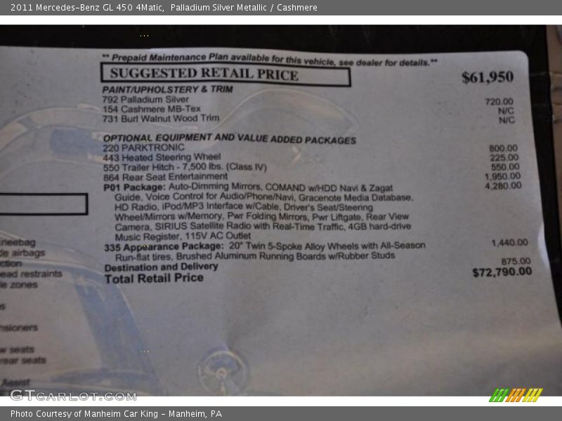 Palladium Silver Metallic / Cashmere 2011 Mercedes-Benz GL 450 4Matic