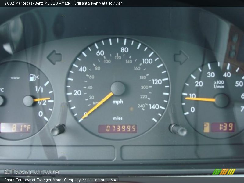 Brilliant Silver Metallic / Ash 2002 Mercedes-Benz ML 320 4Matic