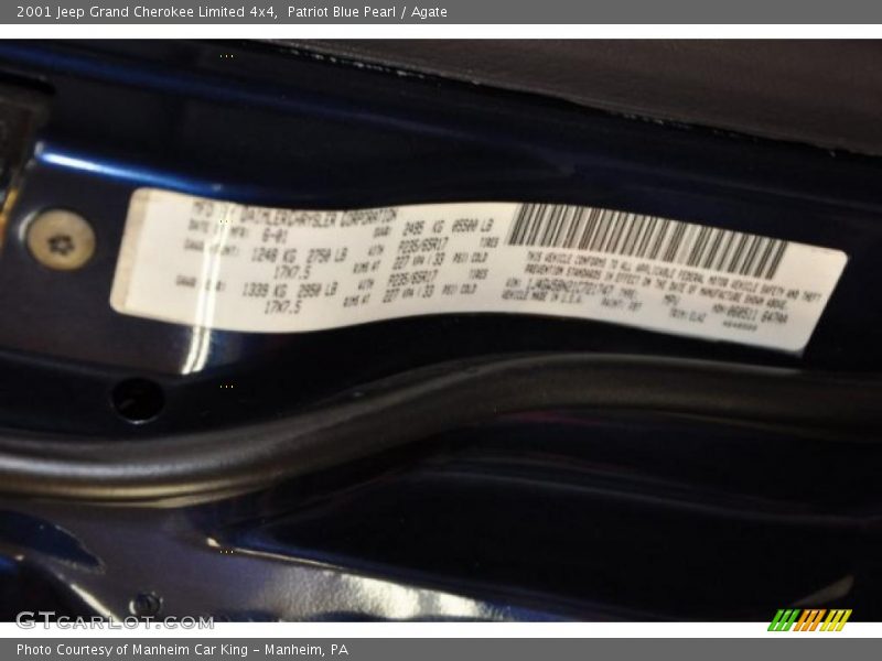 Patriot Blue Pearl / Agate 2001 Jeep Grand Cherokee Limited 4x4