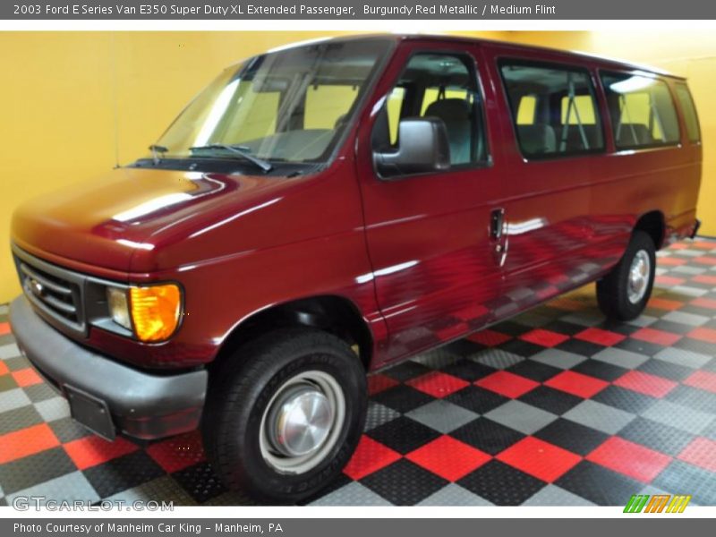 Burgundy Red Metallic / Medium Flint 2003 Ford E Series Van E350 Super Duty XL Extended Passenger