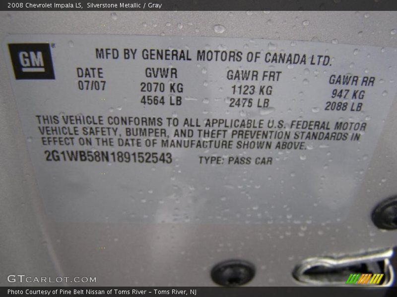 Silverstone Metallic / Gray 2008 Chevrolet Impala LS
