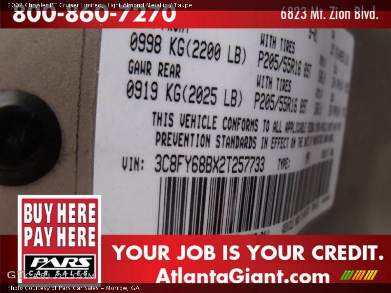 Light Almond Metallic / Taupe 2002 Chrysler PT Cruiser Limited