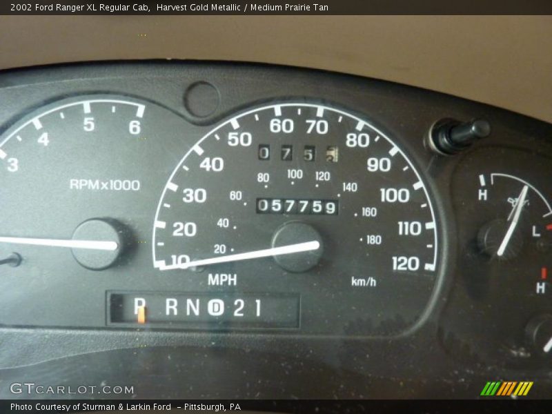 Harvest Gold Metallic / Medium Prairie Tan 2002 Ford Ranger XL Regular Cab