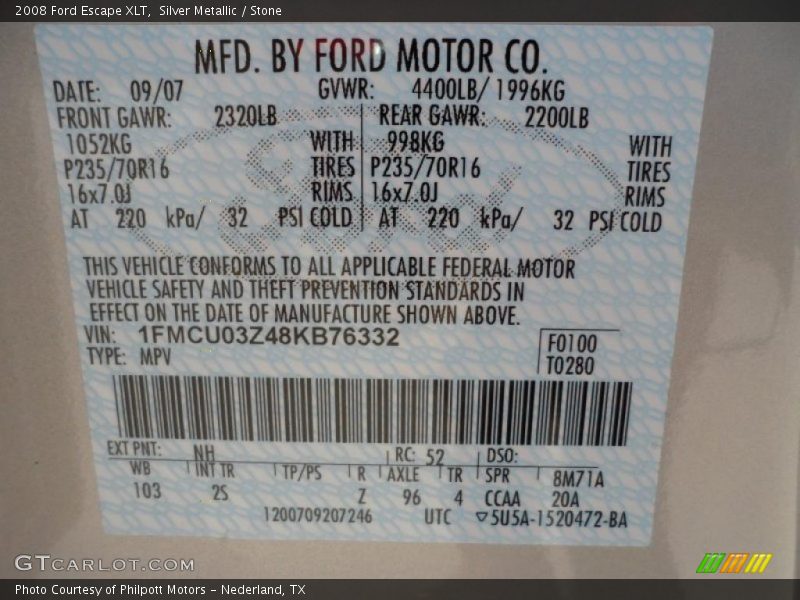 Silver Metallic / Stone 2008 Ford Escape XLT