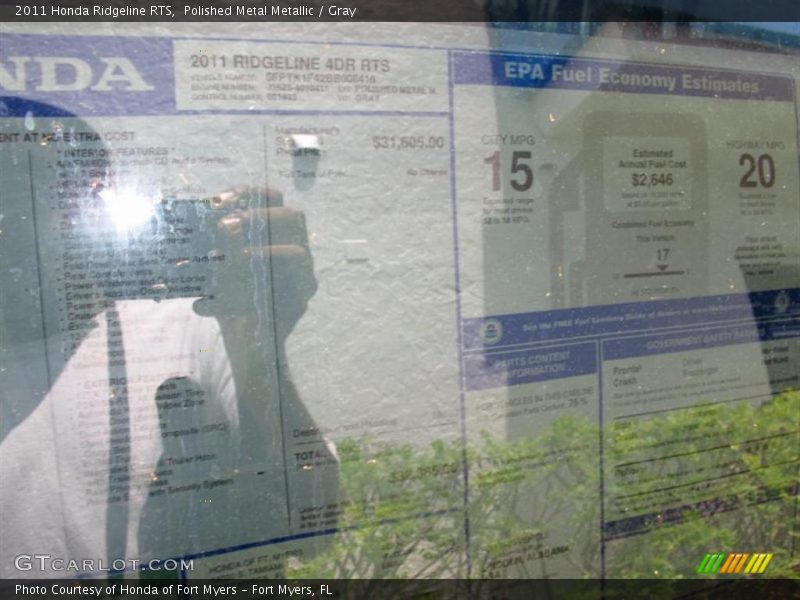 Polished Metal Metallic / Gray 2011 Honda Ridgeline RTS