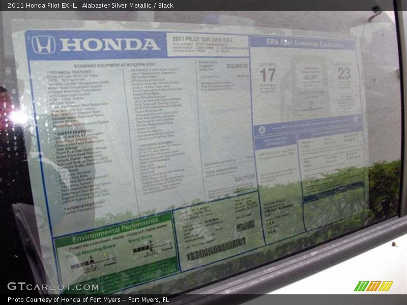 Alabaster Silver Metallic / Black 2011 Honda Pilot EX-L