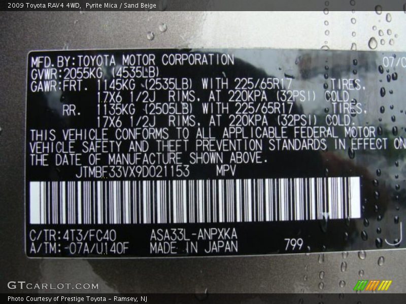 Pyrite Mica / Sand Beige 2009 Toyota RAV4 4WD