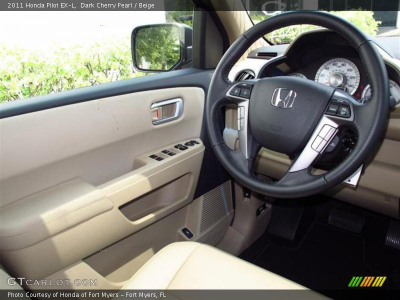 Dark Cherry Pearl / Beige 2011 Honda Pilot EX-L