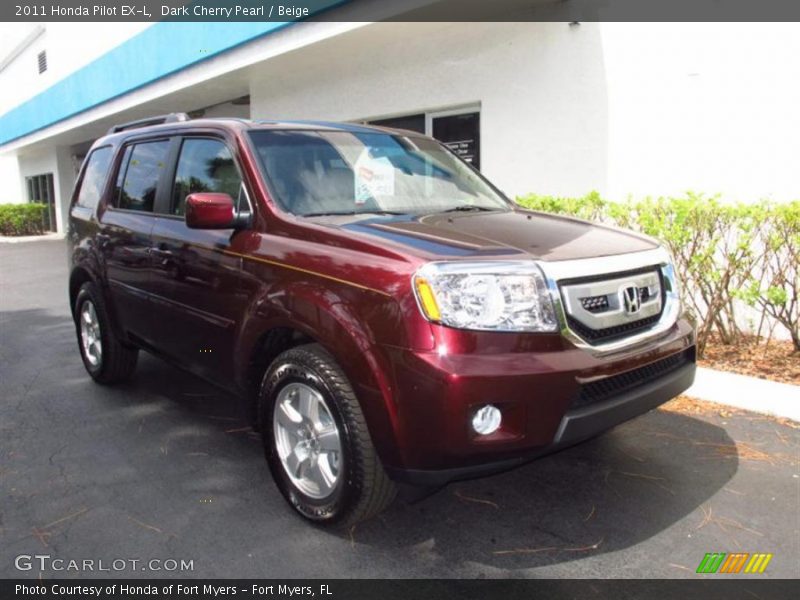 Dark Cherry Pearl / Beige 2011 Honda Pilot EX-L
