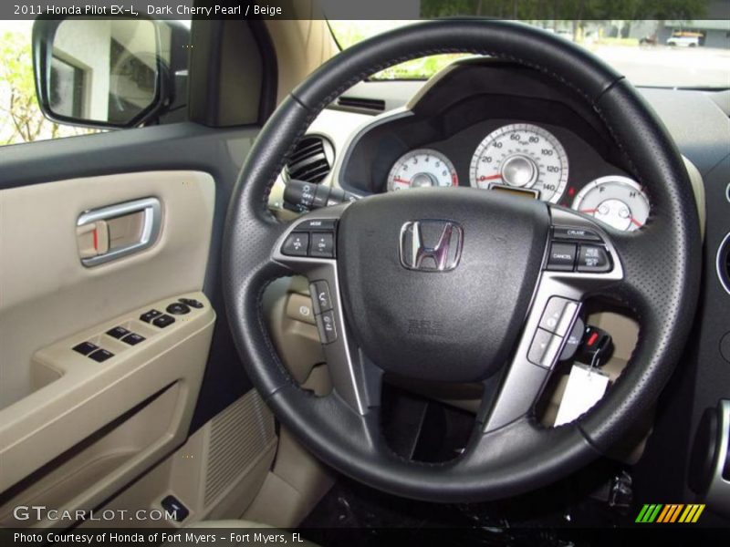 Dark Cherry Pearl / Beige 2011 Honda Pilot EX-L
