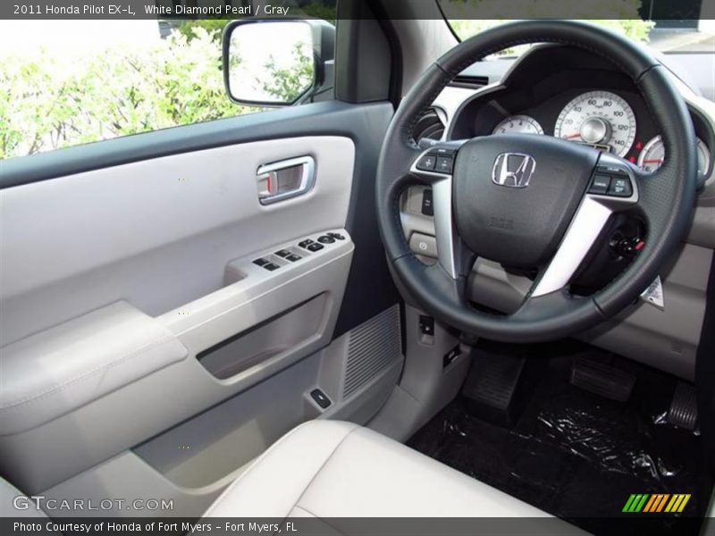 White Diamond Pearl / Gray 2011 Honda Pilot EX-L