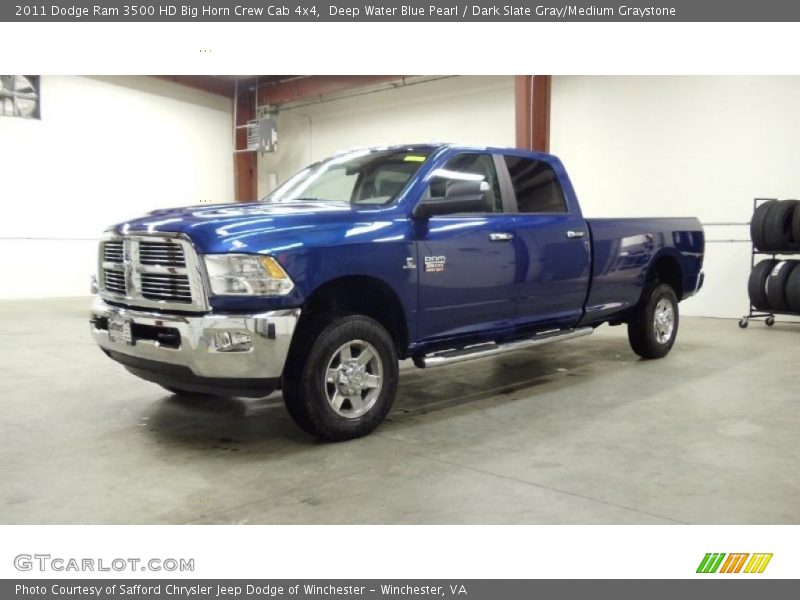 Deep Water Blue Pearl / Dark Slate Gray/Medium Graystone 2011 Dodge Ram 3500 HD Big Horn Crew Cab 4x4