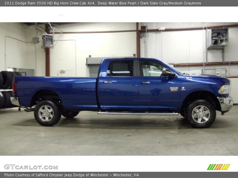Deep Water Blue Pearl / Dark Slate Gray/Medium Graystone 2011 Dodge Ram 3500 HD Big Horn Crew Cab 4x4