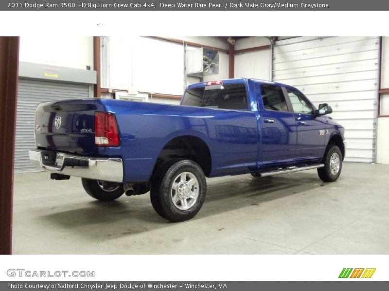 Deep Water Blue Pearl / Dark Slate Gray/Medium Graystone 2011 Dodge Ram 3500 HD Big Horn Crew Cab 4x4
