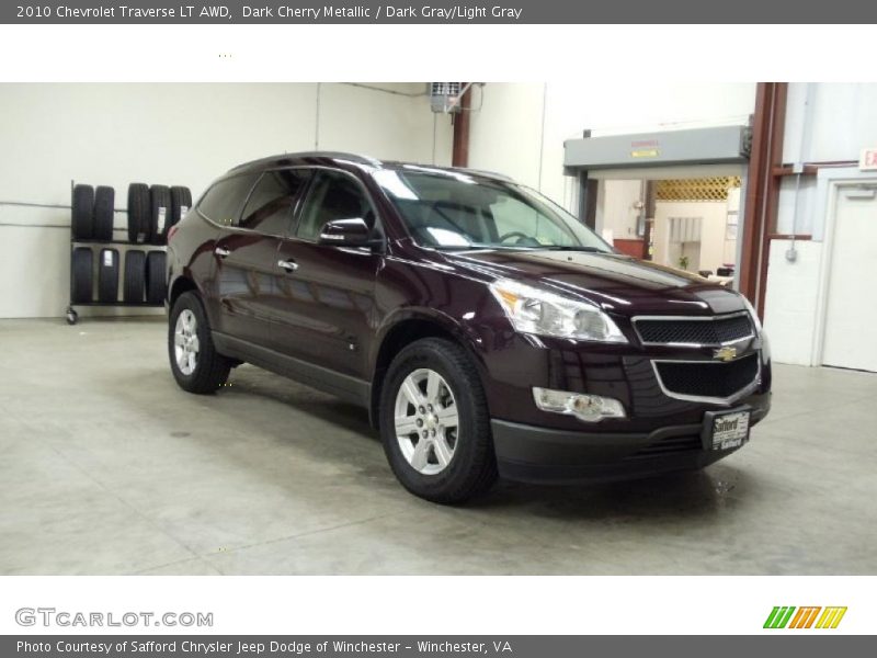 Dark Cherry Metallic / Dark Gray/Light Gray 2010 Chevrolet Traverse LT AWD