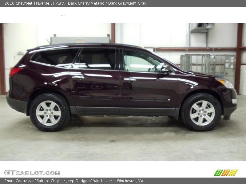 Dark Cherry Metallic / Dark Gray/Light Gray 2010 Chevrolet Traverse LT AWD