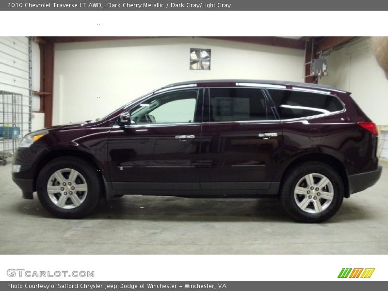 Dark Cherry Metallic / Dark Gray/Light Gray 2010 Chevrolet Traverse LT AWD