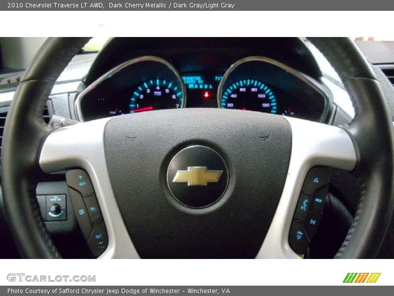 Dark Cherry Metallic / Dark Gray/Light Gray 2010 Chevrolet Traverse LT AWD