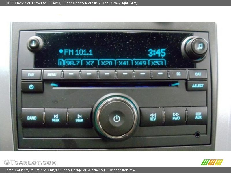Dark Cherry Metallic / Dark Gray/Light Gray 2010 Chevrolet Traverse LT AWD