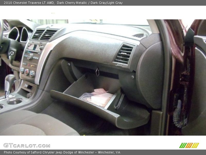 Dark Cherry Metallic / Dark Gray/Light Gray 2010 Chevrolet Traverse LT AWD