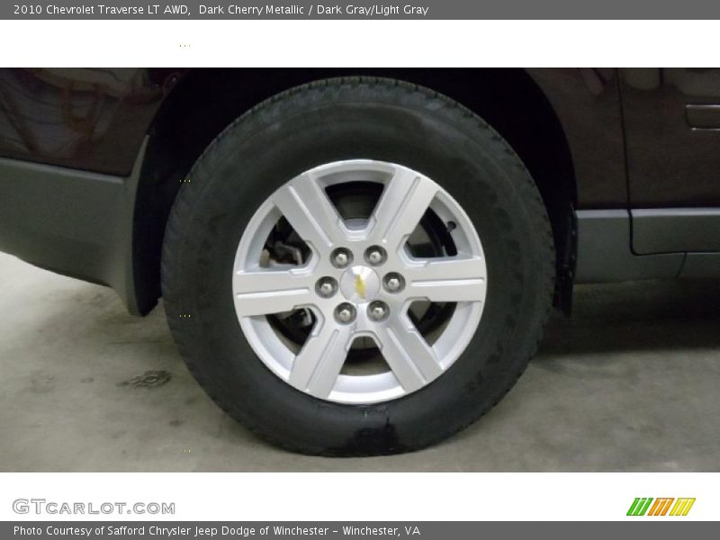 Dark Cherry Metallic / Dark Gray/Light Gray 2010 Chevrolet Traverse LT AWD