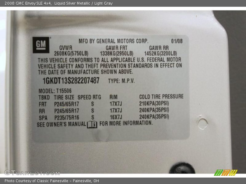 Liquid Silver Metallic / Light Gray 2008 GMC Envoy SLE 4x4