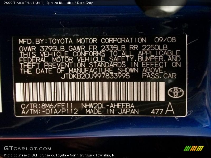 Spectra Blue Mica / Dark Gray 2009 Toyota Prius Hybrid