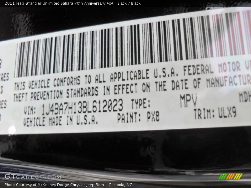 Black / Black 2011 Jeep Wrangler Unlimited Sahara 70th Anniversary 4x4