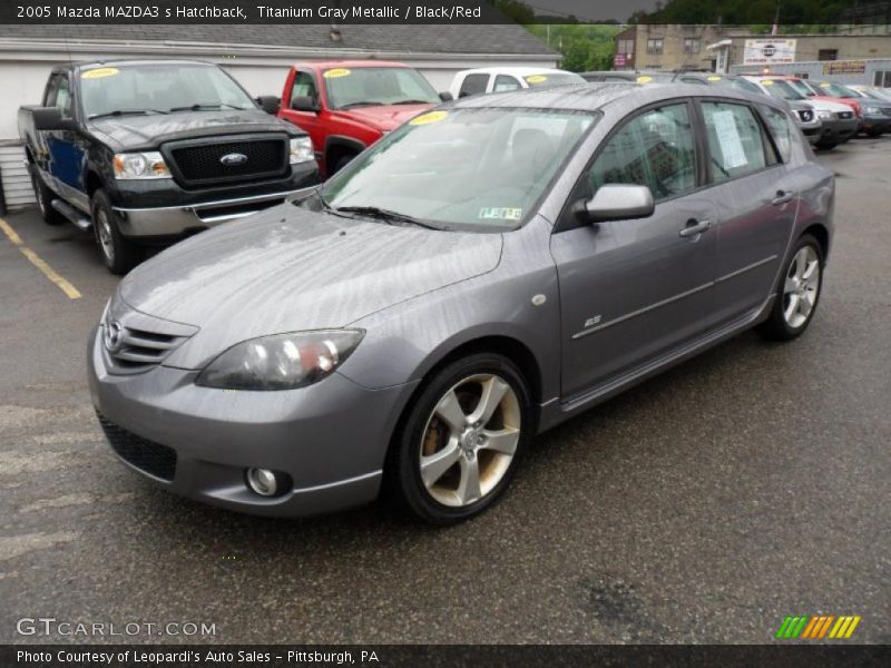 Titanium Gray Metallic / Black/Red 2005 Mazda MAZDA3 s Hatchback