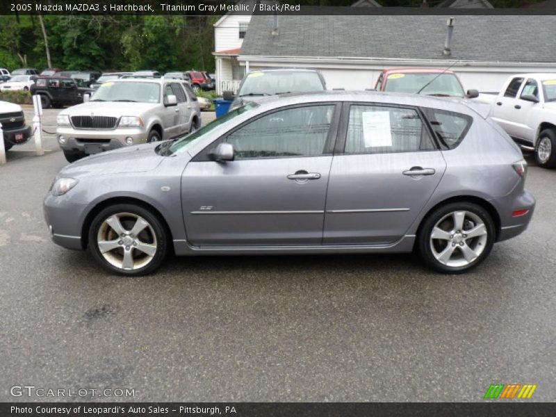 Titanium Gray Metallic / Black/Red 2005 Mazda MAZDA3 s Hatchback