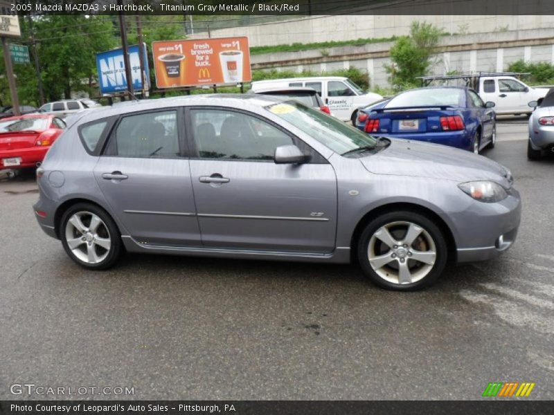 Titanium Gray Metallic / Black/Red 2005 Mazda MAZDA3 s Hatchback