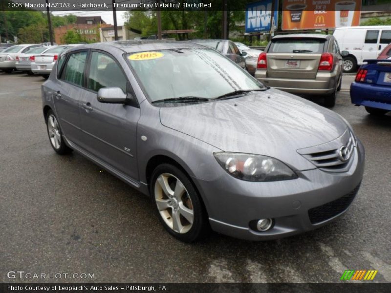 Titanium Gray Metallic / Black/Red 2005 Mazda MAZDA3 s Hatchback